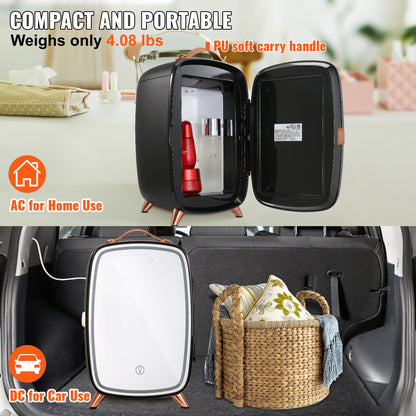 Mini Skincare Beauty Fridge – 6L LED Mirror, Cool & Heat