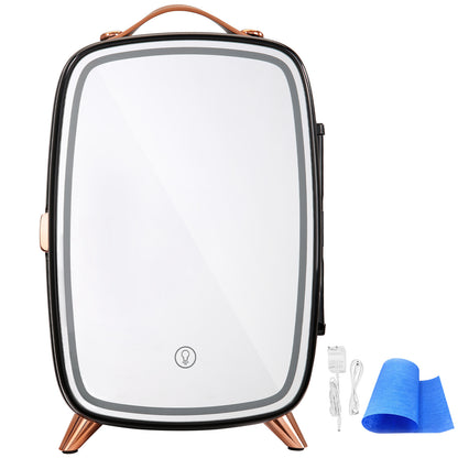 Mini Skincare Beauty Fridge – 6L LED Mirror, Cool & Heat