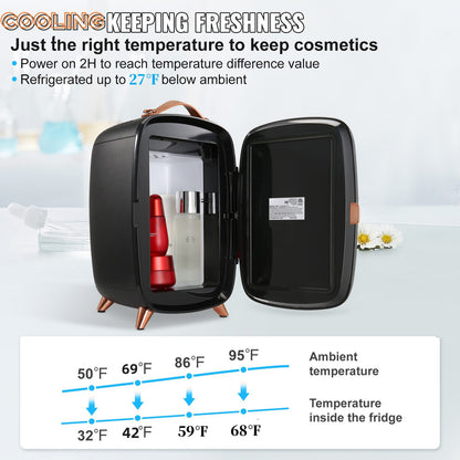 Mini Skincare Beauty Fridge – 6L LED Mirror, Cool & Heat