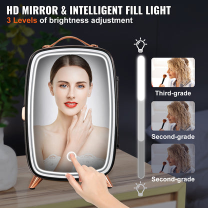 Mini Skincare Beauty Fridge – 6L LED Mirror, Cool & Heat